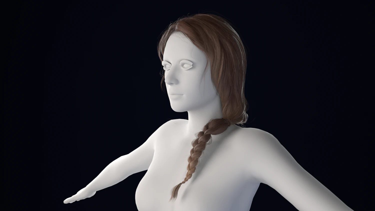 Realistic Female Hair Low-poly 3D Model .c4d .max .obj .3ds .fbx .stl .blend