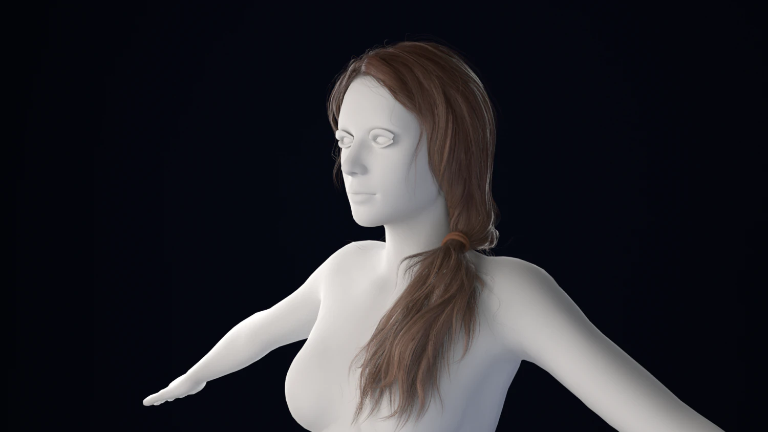 Realistic Female Hair Low-poly 3D Model .c4d .max .obj .3ds .fbx .stl .blend