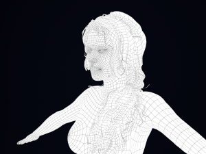 Realistic Female Hair Low-poly 3D Model