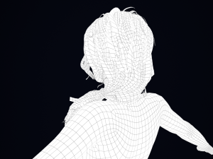 Realistic Female Hair Low-poly 3D Model