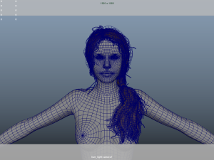 Realistic Female Hair Low-poly 3D Model