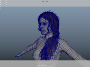 Realistic Female Hair Low-poly 3D Model