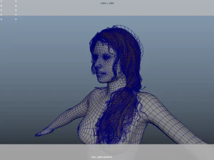 Realistic Female Hair Low-poly 3D Model