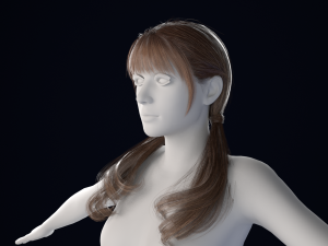 Realistic Female Hair Low-poly 3Dモデル