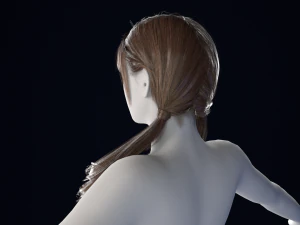 Realistic Female Hair Low-poly 3D Model