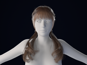 逼真的女性头发低聚 3D 模型