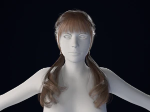 Realistic Female Hair Low-poly 3D Model