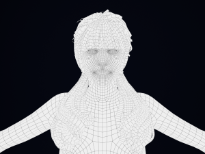 逼真的女性头发低聚 3D 模型