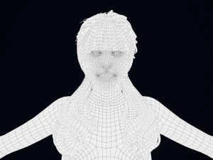 Realistic Female Hair Low-poly 3D Model