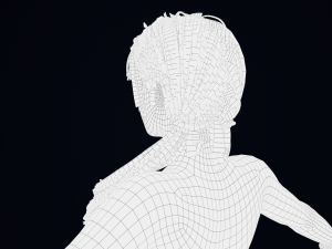 逼真的女性头发低聚 3D 模型