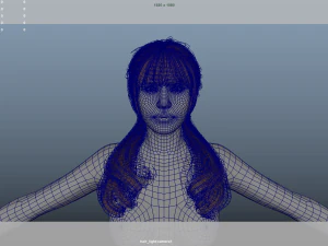 Realistic Female Hair Low-poly 3D Model