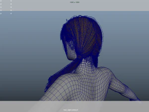 Realistic Female Hair Low-poly 3D Model