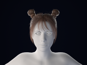 Realistic Female Hair Low-poly Modelo 3D