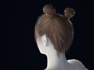 Realistic Female Hair Low-poly Modelo 3D