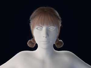 Realistic Female Hair Low-poly Model 3D