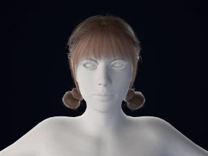 Realistic Female Hair Low-poly 3D Model