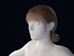 Realistic Female Hair Low-poly 3D Model