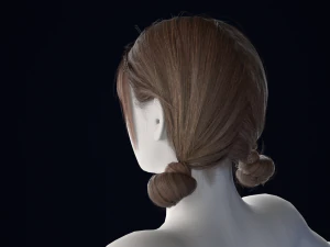 Realistic Female Hair Low-poly 3D Model