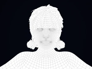 Realistic Female Hair Low-poly 3D Model