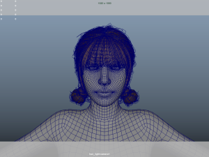 Realistic Female Hair Low-poly Model 3D