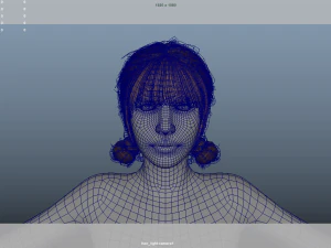 Realistic Female Hair Low-poly 3D Model