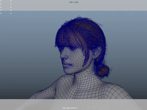 Realistic Female Hair Low-poly 3D Model