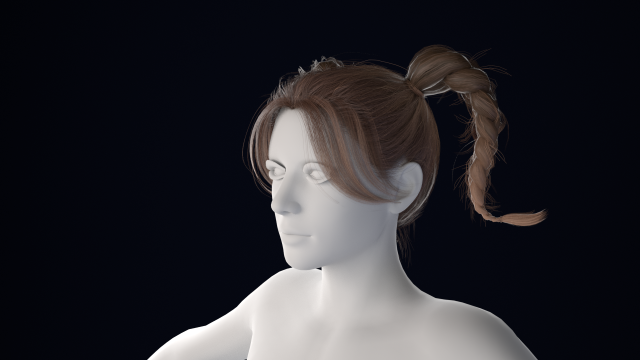 Realistic Female Hair Low-poly 3D Model .c4d .max .obj .3ds .fbx .stl .blend 