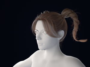 Realistic Female Hair Low-poly 3D Model