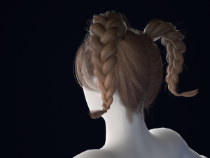 Realistic Female Hair Low-poly 3D Model