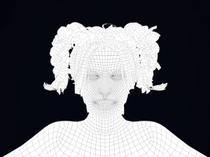 Realistic Female Hair Low-poly 3D Model