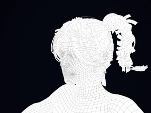 Realistic Female Hair Low-poly 3D Model