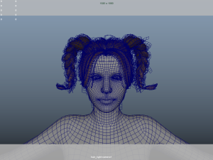 Realistic Female Hair Low-poly 3D Model