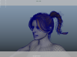 Realistic Female Hair Low-poly 3D Model