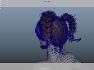 Realistic Female Hair Low-poly 3D Model