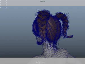 Realistic Female Hair Low-poly 3D Model