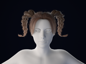 Realistic Female Hair Low-poly 3D Model