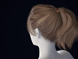 Realistic Female Hair Low-poly 3D Model