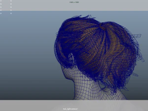 Realistic Female Hair Low-poly 3D Model