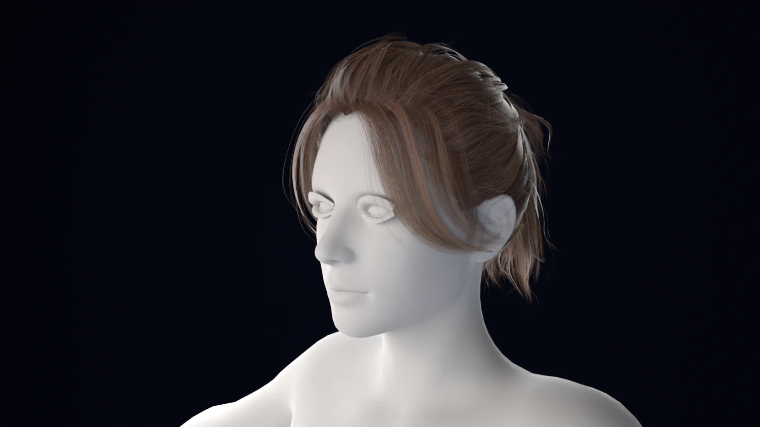 Realistic Female Hair Low-poly 3D Model .c4d .max .obj .3ds .fbx .stl .blend 