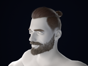 Realistic Male Hair Low-poly 3D Model