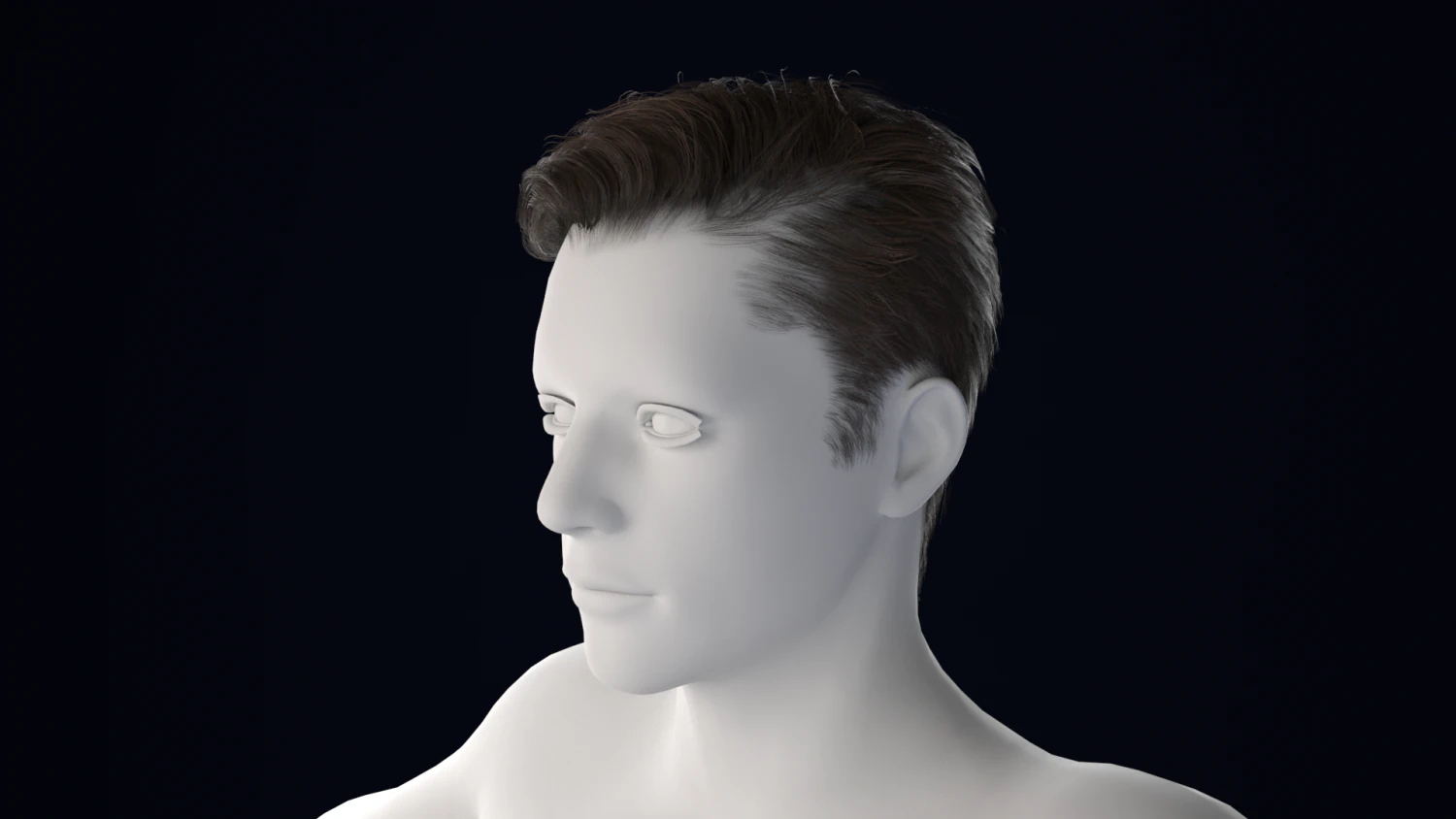 Realistic Male Hair Low-poly 3D Model .c4d .max .obj .3ds .fbx .stl .blend 