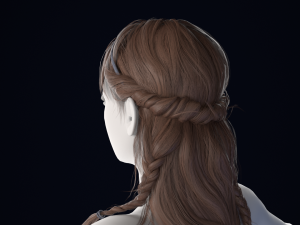 Realistic Female Hair Low-poly Modèle 3D