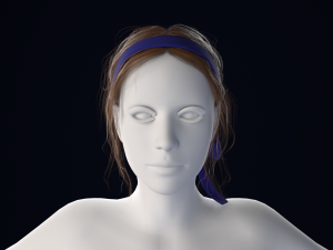 Realistic Female Hair Low-poly 3D Model
