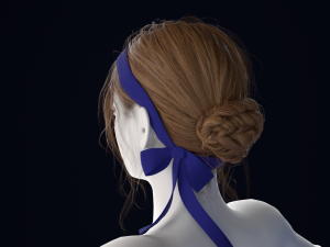 Realistic Female Hair Low-poly 3D Model