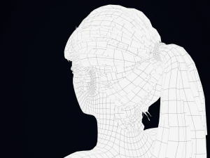 Realistic Female Hair Low-poly 3D Model