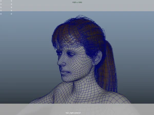 Realistic Female Hair Low-poly 3D Model