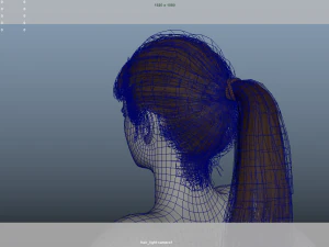 Realistic Female Hair Low-poly 3D Model