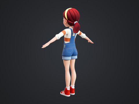 Cartoon Girl Rigged Modello 3D