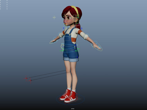 Cartoon Girl Rigged Modello 3D