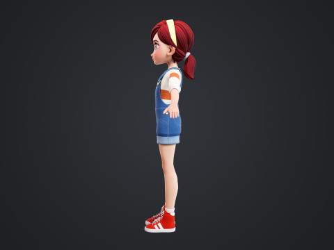 Cartoon Girl Rigged Modello 3D